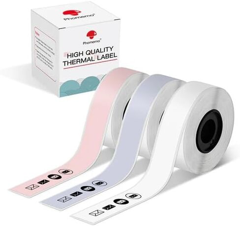 Phomemo D30 تسميات مستمرة ، D35 Q30 Q31 Q32 Q30s شريط الملصقات الطويل ، الأسود على اللون الأخضر ، البرتقالي ، لافندر ملصق الورق الحراري ، شريط علامات D30 ، 15 × 6M (19/32 × 2367/32) شريط طويل ، 3 لول. in Saudi Arabia