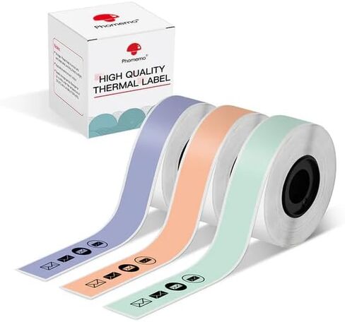 Phomemo D30 Continuous Labels, D35 Q30 Q31 Q32 Q30S Long Label Tape, Black on Green, Orange, Lavender Sticker Thermal Paper Self-Adhesive D30 Label Tape, 15 x 6m (19/32 x 2367/32) Long Tape, 3-Roll in Saudi Arabia