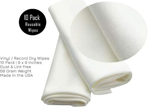 LP Vinyl Record Phonograph Turntable Specialty Dry Wipe 10 Pack (Lint & Dust Free) No Messy Sprays - Lower Particle & Fiber Release Than Cotton or Standard Fibers. in Saudi Arabia