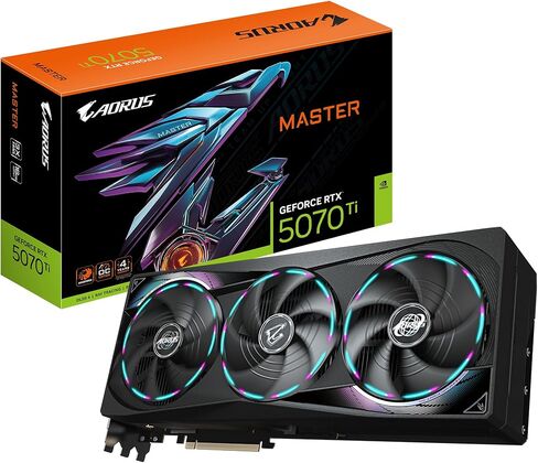 Gigabyte AORUS GeForce RTX 5070 Ti Master 16G Graphics Card - 16GB GDDR7, 256 Bit, PCI-E 5.0, 2670 MHz Core Clock, 3 x DP 2.1a, 1 x HDMI 2.1b, NVIDIA DLSS 4, GV-N507TAORUS M-16GD in Saudi Arabia