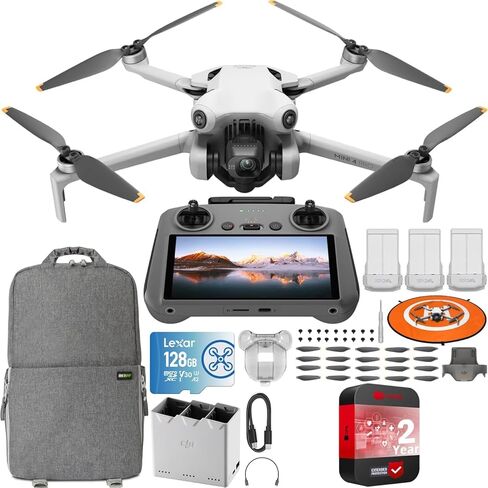 طائرة بدون طيار DJI Mini 4 Pro قابلة للطي مع جهاز تحكم RC 2 (مع شاشة) كاميرا فيديو 4K HDR للبالغين، أقل من 249 جرام، وقت طيران 34 دقيقة، حزمة استشعار رؤية شاملة الاتجاهات مع ملحقات معدات ديكو in Kuwait