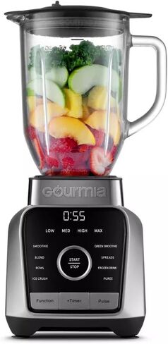 Gourmias Digital Kitchen Blender & Food Processor مع 8 برامج مزيج ، 4 سرعات ونبض ، محرك 1500 واط ، قفل مؤقت ومضمّن ، عبث مستدير ، جرة آمنة غسالة الصحون ، أجهزة المنزل المدمجة in Saudi Arabia