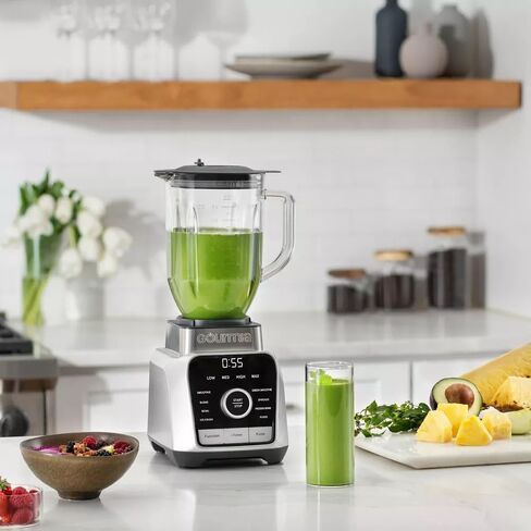 Gourmias Digital Kitchen Blender & Food Processor مع 8 برامج مزيج ، 4 سرعات ونبض ، محرك 1500 واط ، قفل مؤقت ومضمّن ، عبث مستدير ، جرة آمنة غسالة الصحون ، أجهزة المنزل المدمجة in Saudi Arabia