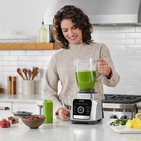 Gourmias Digital Kitchen Blender & Food Processor مع 8 برامج مزيج ، 4 سرعات ونبض ، محرك 1500 واط ، قفل مؤقت ومضمّن ، عبث مستدير ، جرة آمنة غسالة الصحون ، أجهزة المنزل المدمجة in Saudi Arabia