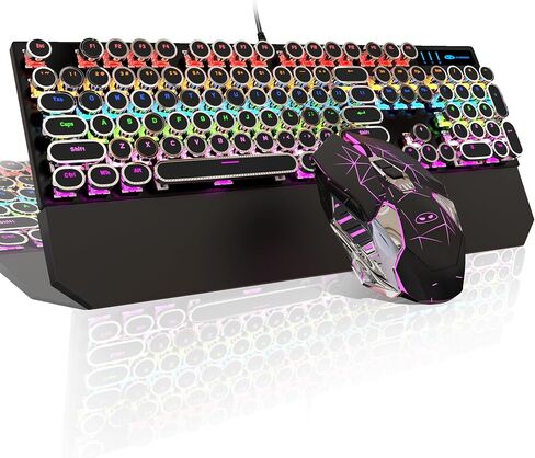لوحة مفاتيح الألعاب الميكانيكية الآلة للآلة والسرد الفأر ، لوحة مفاتيح RGB RGB Rainbow Backlit Wired For Game and Office ، للكمبيوتر المحمول Windows ، والمفاتيح الحمراء (الوردي) in Kuwait