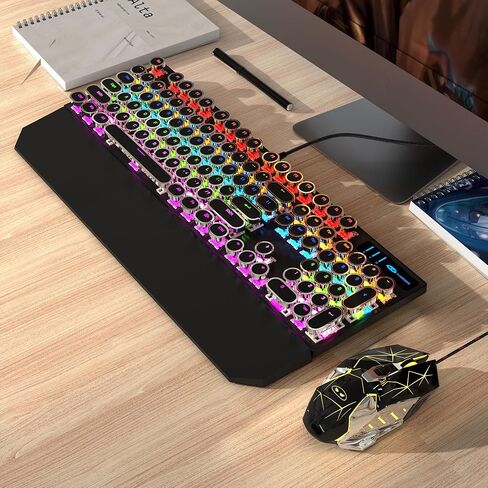 لوحة مفاتيح الألعاب الميكانيكية الآلة للآلة والسرد الفأر ، لوحة مفاتيح RGB RGB Rainbow Backlit Wired For Game and Office ، للكمبيوتر المحمول Windows ، والمفاتيح الحمراء (الوردي) in Kuwait