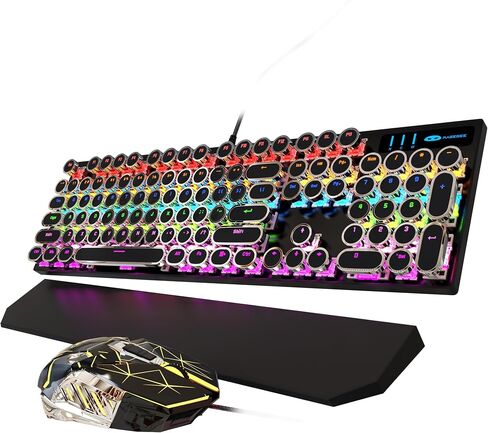 لوحة مفاتيح الألعاب الميكانيكية الآلة للآلة والسرد الفأر ، لوحة مفاتيح RGB RGB Rainbow Backlit Wired For Game and Office ، للكمبيوتر المحمول Windows ، والمفاتيح الحمراء (الوردي) in Kuwait