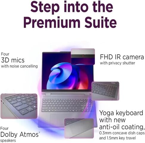 Lenovo Yoga 7i 2-in-1 16 "2K شاشة اللمس المحمول AI CoPilot + PC ، Intel Core Ultra 5 ، 16GB LPDDR5X ، 512GB SSD + 1TB SSD SSD ، 1 سنة من Microsoft 365 Office + Pens Pen ، Wifi 7 ، Hdmi ، Win 11 Home in Saudi Arabia