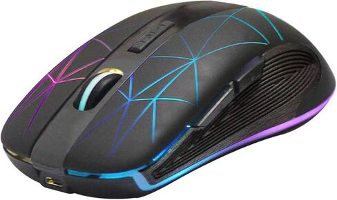 Rii RM200 2.4G Wireless Mouse with USB Nano Receiver, 5 Buttons Rechargeable Mouse,Colorful Backlit RGB Gaming Mouse for Notebook,PC,Computer-Black in Kuwait