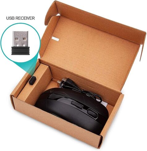 Rii RM200 2.4G Wireless Mouse with USB Nano Receiver, 5 Buttons Rechargeable Mouse,Colorful Backlit RGB Gaming Mouse for Notebook,PC,Computer-Black in Kuwait