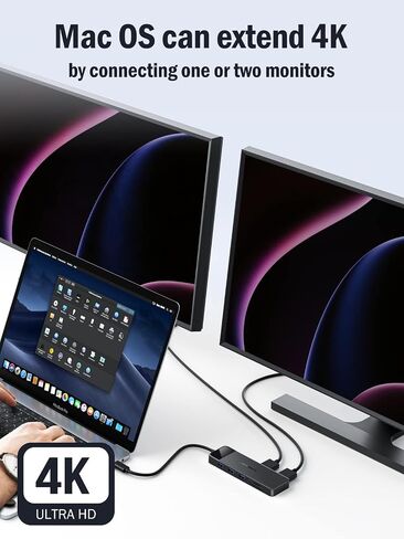 محطة إرساء Lemorele USB C لأجهزة الكمبيوتر المحمول، 7 في 1 USB C Hub مع 4K Dual HDMI، USB 3.0، 3 * USB 2.0، 100W PD مناسبة لأجهزة MacBook Pro وDell وHP وSurface وLenovo Yoga in Kuwait