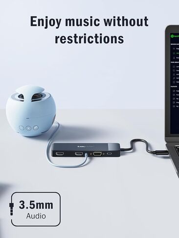 محطة إرساء Lemorele USB C لأجهزة الكمبيوتر المحمول، 7 في 1 USB C Hub مع 4K Dual HDMI، USB 3.0، 3 * USB 2.0، 100W PD مناسبة لأجهزة MacBook Pro وDell وHP وSurface وLenovo Yoga in Kuwait