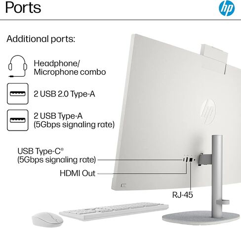 HP 27" FHD All-in-One Touchscreen Desktop - Intel 12-Core Ultra 7 155U CPU • Adjustable Angle • WiFi 6 • 1080p Camera • Win11 Pro & External DVD Drive (64GB DDR5 RAM | 1TB SSD) in Saudi Arabia
