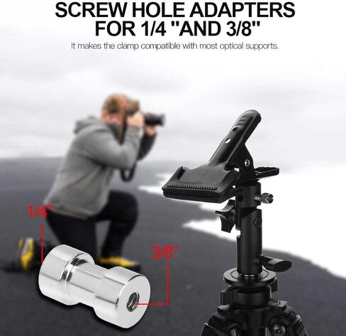 Light Stand Clamp, Metal Rubber Light Stand Clip 3/8'' and 1/4'' Rotatable Clip Holder Light Stand Studio Photography Accessory in Saudi Arabia