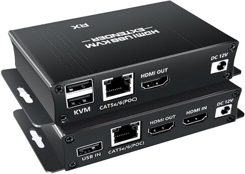 HDMI USB KVM Extender Kit ، Bolaazul 60m HDMI KVM USB Extender 1080p على كابل شبكة RJ45 CAT5E/6 مع حلقة و POC ، مسافة مرنة غير مرنة خاسرة in Saudi Arabia