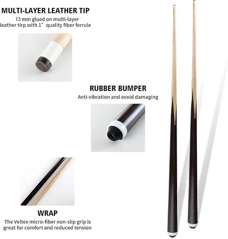 JX 36" Wooden Billiard House Cue Sticks Shorty Cues Pool Cues for Kids Hardwood Billiard Cue Sticks 13mm Glue-on Tips,Set of 2 in Kuwait
