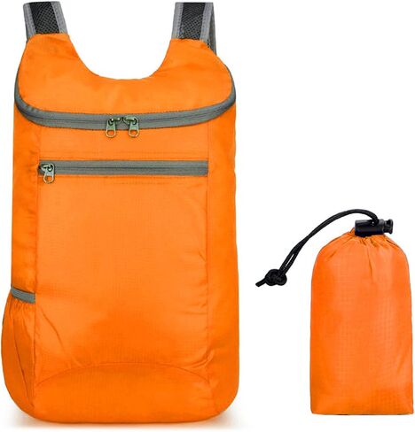20L Hiking Daypack,Water Resistant Lightweight Packable Small Backpack for Travel Camping Outdoor,All Black in Saudi Arabia