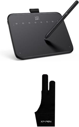 Xppen Deco 640 رسم قرص رسم مع 16384 مستويات الضغط ، قلم خالٍ من البطارية 6 * 4 بوصة من وسادة الرسم الرسومية والفنان الرسم قفازات قفازات 2-Fingers قفاز in Saudi Arabia