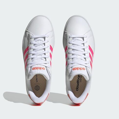 حذاء adidas Originals Grand Court 2.0 أبيض/وردي فاتح/أحمر ساطع 9.5 B (M) in Saudi Arabia