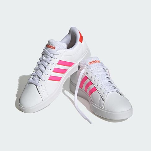حذاء adidas Originals Grand Court 2.0 أبيض/وردي فاتح/أحمر ساطع 9.5 B (M) in Saudi Arabia