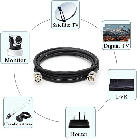 RG58 BNC ذكر إلى الذكور Coxial Cable 3ft ، 2 حزمة خسارة منخفضة 50 أوم كابل RF لراديو لحم الخنزير ، هوائي ، CCTV ، SDR ، نقل إشارة الذبذبات in Kuwait