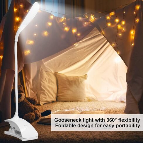 Fafeicy USB Rechargeable LED Desk Lamp 3 Brightness Levels LED Reading Light Flexible Gooseneck Table Lamp with 16 Bright LEDs for Studying Working Camping in Saudi Arabia