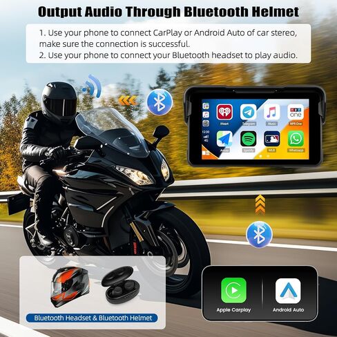 Camecho Wireless Motorcycle Carplay & Android Auto 5 بوصة تعمل باللمس شاشة Moto Car Play مع Bluetooth ، التنقل ، Siri ، مساعد Google لدراجة نارية in Saudi Arabia