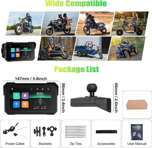 Camecho Wireless Motorcycle Carplay & Android Auto 5 بوصة تعمل باللمس شاشة Moto Car Play مع Bluetooth ، التنقل ، Siri ، مساعد Google لدراجة نارية in Saudi Arabia