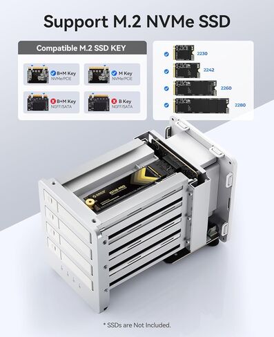 ORICO 40GBPS SSD محرك الأقراص الصلبة الخارجية NVME M.2 All-Flash Station Up 32TB لـ 4K/8K تحرير الفيديو/نقل البيانات-8848U4 in Kuwait