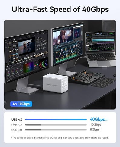 ORICO 40GBPS SSD محرك الأقراص الصلبة الخارجية NVME M.2 All-Flash Station Up 32TB لـ 4K/8K تحرير الفيديو/نقل البيانات-8848U4 in Kuwait