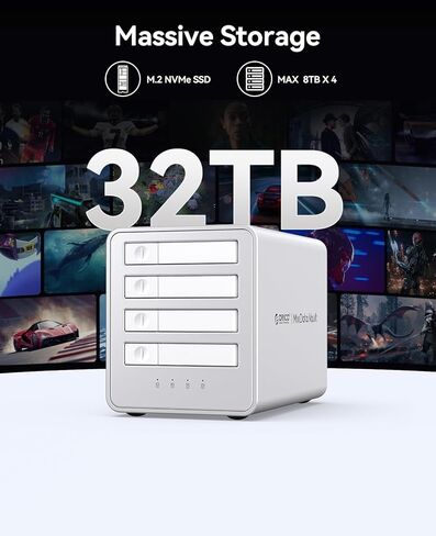 ORICO 40GBPS SSD محرك الأقراص الصلبة الخارجية NVME M.2 All-Flash Station Up 32TB لـ 4K/8K تحرير الفيديو/نقل البيانات-8848U4 in Kuwait