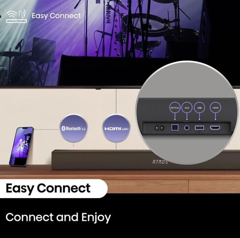 Hisense 5.1 CH Soundbar مع إجمالي 440 واط ، مكبرات صوت محيطة خلفية ، مضخم الصوت اللاسلكي 6.5 "، Dolby Atmos و DTS Virtual X ، Easy Connect - R652 (متجدد) in Saudi Arabia