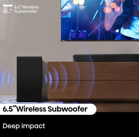 Hisense 5.1 CH Soundbar مع إجمالي 440 واط ، مكبرات صوت محيطة خلفية ، مضخم الصوت اللاسلكي 6.5 "، Dolby Atmos و DTS Virtual X ، Easy Connect - R652 (متجدد) in Saudi Arabia