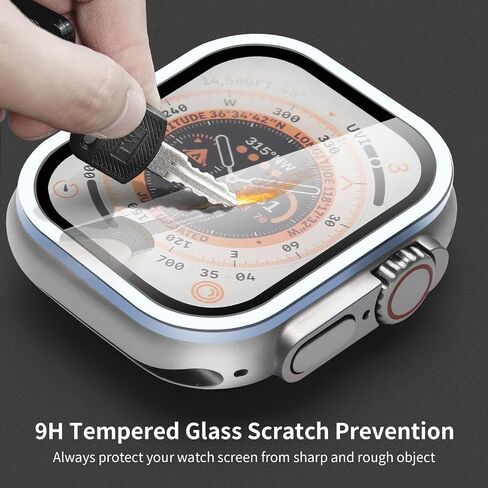 2 Pack for Apple Watch Ultra 2/Ultra Screen Protector 49mm,9H Tempered Glass + Titanium Alloy Frame, [Touch Sensitive] Lightweight Protective Glass Film for iwatch Ultra (Far Peak Blue) in Saudi Arabia