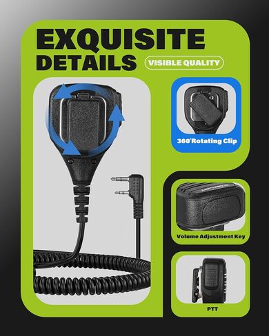 2-Pack Handheld Palm Microphone Shoulder Speaker Mic for Global-ptt G0 G5 and Compatible with Rapid Radios Kenwood Radios (K-Type) in Saudi Arabia