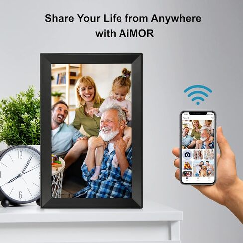 AEEZO 15.6 بوصة WIFI إطار الصورة الرقمية ، الكامل HD الشاشة التي تعمل باللمس إطار الصور الرقمية الذكية مع تخزين 32 جيجابايت ، دوار تلقائي ، سهلة الإعداد لمشاركة الصور أو مقاطع الفيديو عبر تطبيق AIMOR ، الجدار القابل للتثبيت in Kuwait