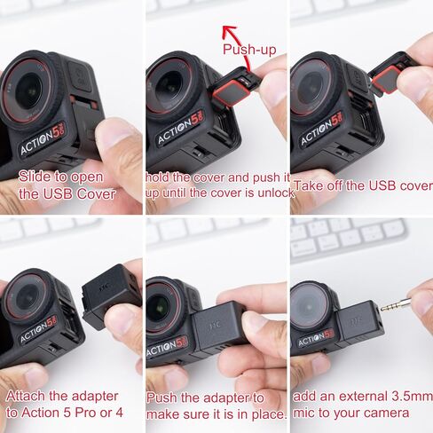 JJC محول ميكروفون مزدوج USB-C 3.5 ملم لكاميرا دي جيه اي اوسمو اكشن 1 (فقط)، غير متوافق مع دي جيه اي اوسمو اكشن 2 3 4، ملحقات مدونات الفيديو لكاميرا اوسمو اكشن 1 (فقط) in Kuwait