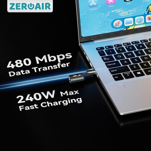 Zeroair Powerspark 4-in-1 شحن كابل 240W شحن سريع ونقل البيانات 480 ميغابت في الثانية ، وميزات مصباح LED وإشعال الإشعال ، والطوارئ الجاهزة ، ومواد نايلون 5 أقدام in Kuwait