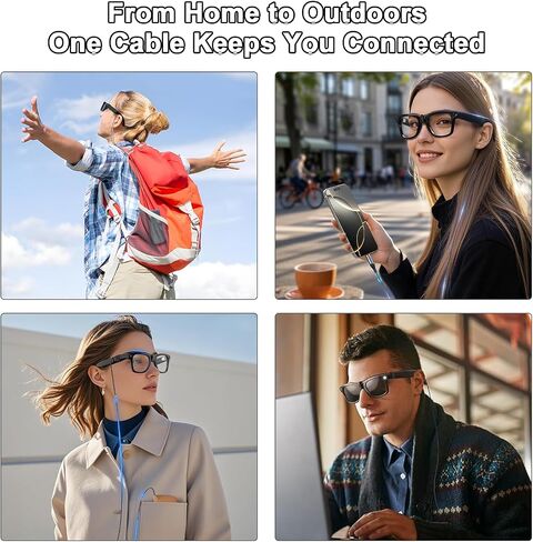 كابل شحن USB-C للنظارات الذكية ، كابل 1.5 متر متوافق مع Ray-Ban Meta ، Wayfarer ، Headliner ، Skyler ، Meta Oakley HSTN-شحن سريع ، دائم وخالي من التشابك (منخفضة) in Kuwait