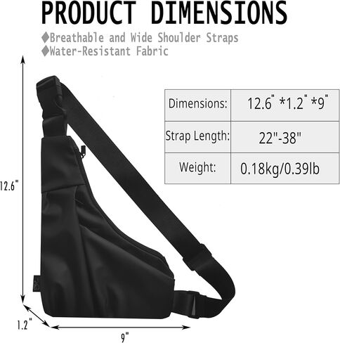 Lightweight Crossbody Bag for Women Men, Anti Theft Sling Bag with Back Pocket, Waterproof Chest Bag for Daily Use, Hiking, Cycling, Running. in Saudi Arabia