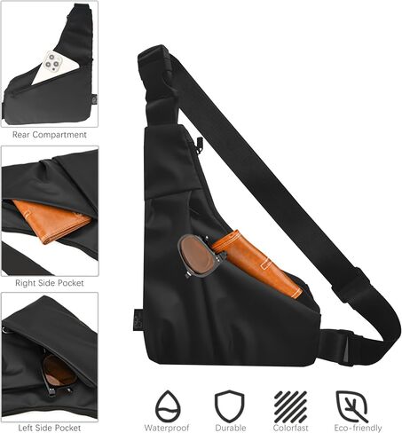 Lightweight Crossbody Bag for Women Men, Anti Theft Sling Bag with Back Pocket, Waterproof Chest Bag for Daily Use, Hiking, Cycling, Running. in Saudi Arabia