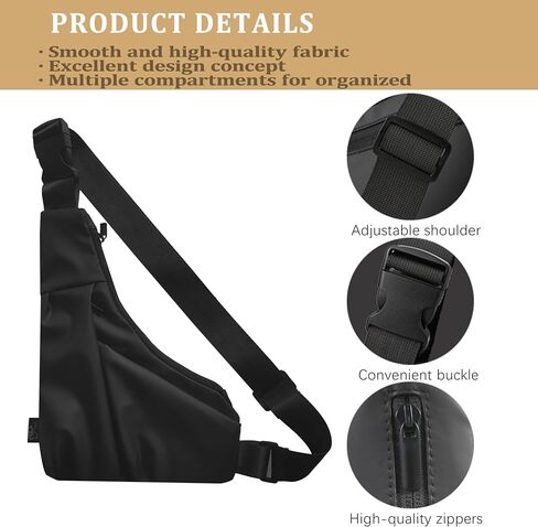 Lightweight Crossbody Bag for Women Men, Anti Theft Sling Bag with Back Pocket, Waterproof Chest Bag for Daily Use, Hiking, Cycling, Running. in Saudi Arabia
