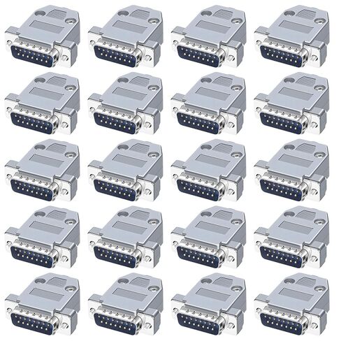 DB15 Solder Connector, 2 Row 15 Pin RS232 D-SUB Breakout Board Terminal Adapter with Case Assortment Kit (20Pcs Female) in Kuwait