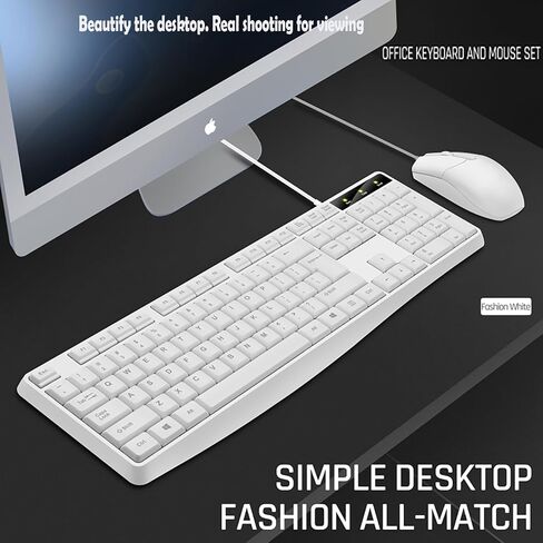 Wired Keyboard and Mouse Combo, Full-Sized Ergonomic Computer Keyboard and Optical Wired Mouse for Windows, Mac OS Desktop/Laptop/PC-Black in Saudi Arabia