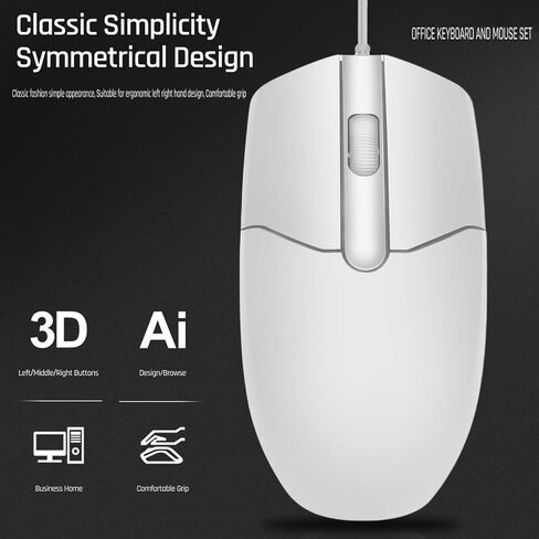 Wired Keyboard and Mouse Combo, Full-Sized Ergonomic Computer Keyboard and Optical Wired Mouse for Windows, Mac OS Desktop/Laptop/PC-Black in Saudi Arabia