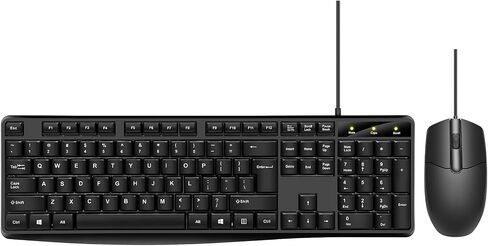 Wired Keyboard and Mouse Combo, Full-Sized Ergonomic Computer Keyboard and Optical Wired Mouse for Windows, Mac OS Desktop/Laptop/PC-Black in Saudi Arabia