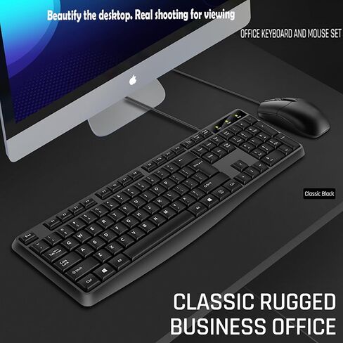 Wired Keyboard and Mouse Combo, Full-Sized Ergonomic Computer Keyboard and Optical Wired Mouse for Windows, Mac OS Desktop/Laptop/PC-Black in Saudi Arabia