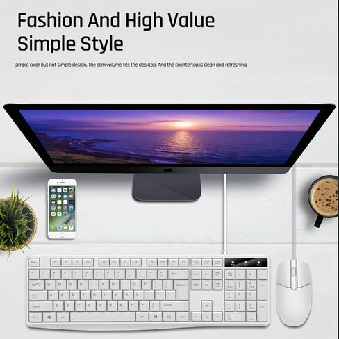 Wired Keyboard and Mouse Combo, Full-Sized Ergonomic Computer Keyboard and Optical Wired Mouse for Windows, Mac OS Desktop/Laptop/PC-Black in Saudi Arabia