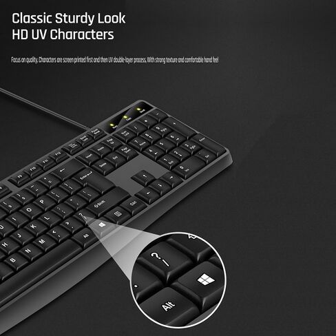 Wired Keyboard and Mouse Combo, Full-Sized Ergonomic Computer Keyboard and Optical Wired Mouse for Windows, Mac OS Desktop/Laptop/PC-Black in Saudi Arabia
