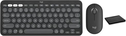 Logitech Pebble 2 Combo Wireless Keyboard and Mouse Bundle, Compact Slim Design, Bluetooth & Logi Bolt, Silent Scissor Keys, Multi-Device Pairing, Windows Mac iPad Chrome - Graphite, Includes Cloth in Saudi Arabia